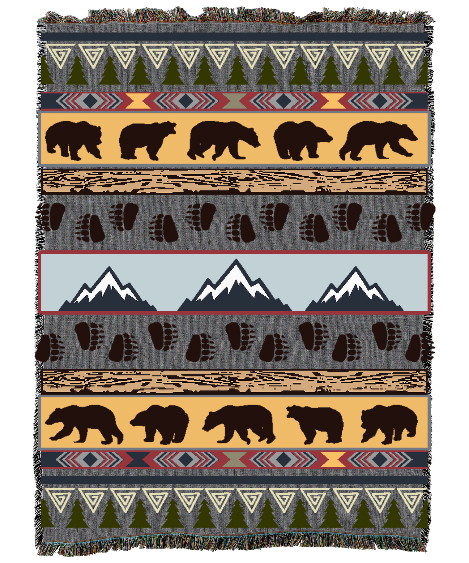 Lodge Pattern Grey Blanket