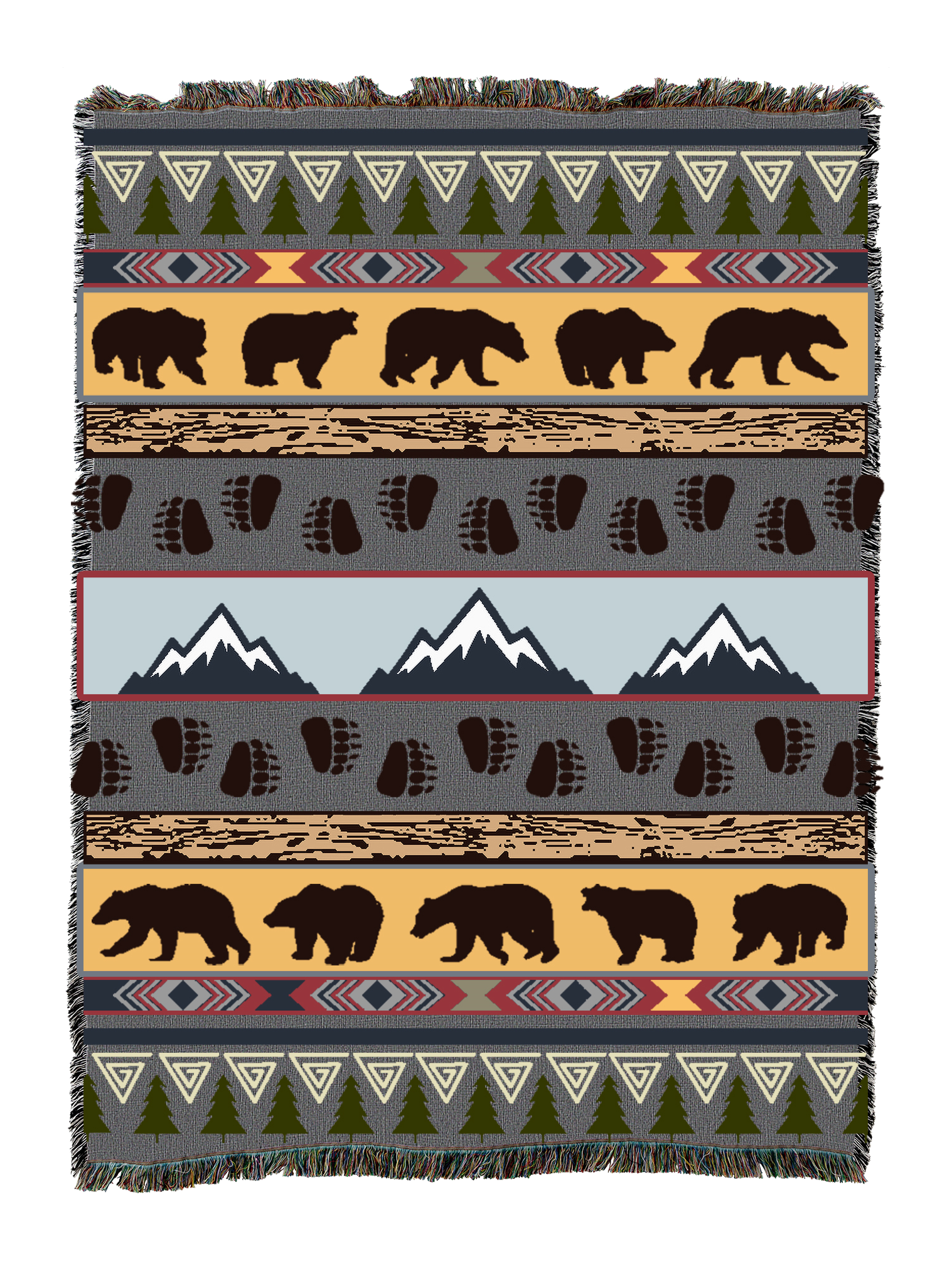 Lodge Pattern Grey Blanket