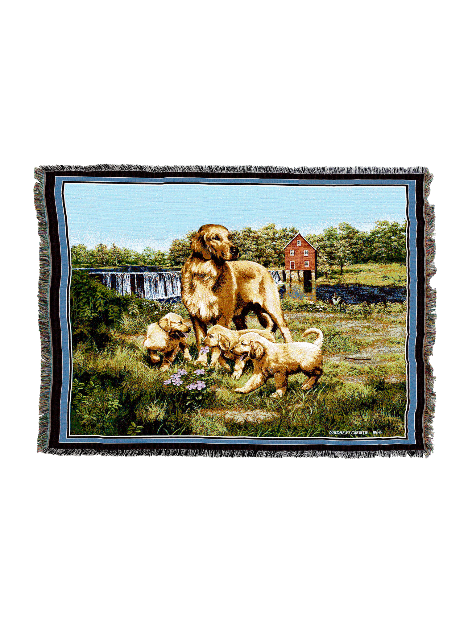 Golden Retriever With Puppies Blanket