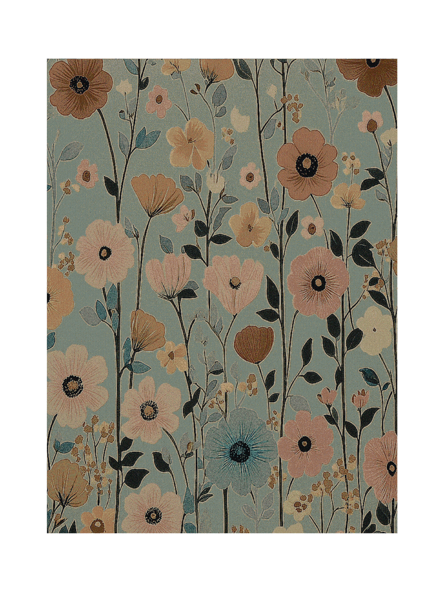 Vintage Retro Minimalistic Flower 60 X 80 Blanket